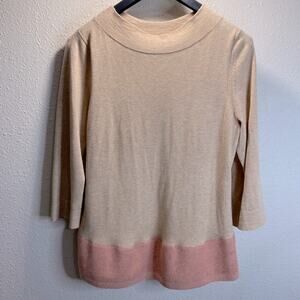 Angel of the North Women Beige/Coral Cashmere Blend Pullover Size M